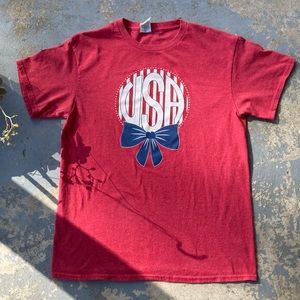 Patriotic USA with Ribbon Ladies' Tee